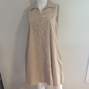 Banana Republic Tan and White Striped Dress